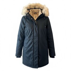 Hoodlamb Women's Black Parka with Faux Fur Hood and Lining
